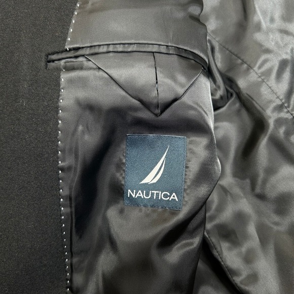 Nautica Double Breasted Overcoat Mens 44R Large Black‎ Classic-Fit Wool $395 - Picture 11 of 13